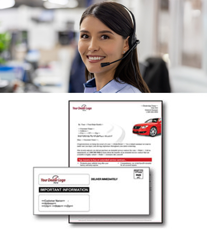 Female service representative and mailer example